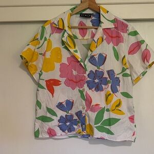 Kitty Badhands handmade, repurposed, floral camp shirt